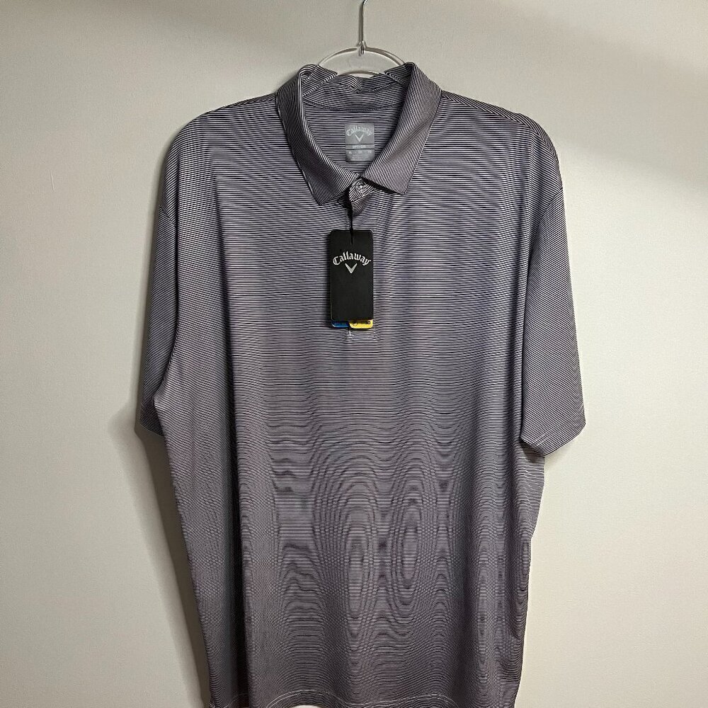 Callaway Men's Opti-Dri Blue & White Striped Polo Golf Shirt Size XL